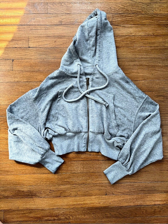 Free People Tops - Free People Low Key Cropped Zip Hoodie in Gray Size XS